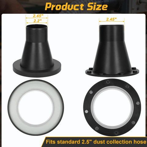 Magnetic Dust Collection Fittings 4 To 2.5 Inch One To Multi Hose Adapter, shown with measurements, for woodworking shop vacuum