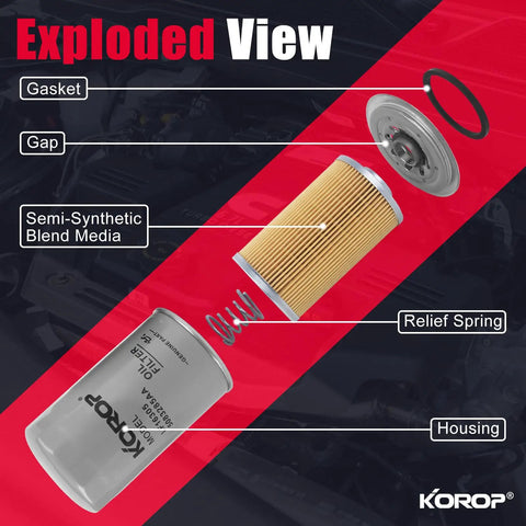 Exploded view of 6.7L Diesel Fuel Filter Water Separator And Oil Filter Set For Ram 2500 3500 4500 5500 2013 2018 Tough As Nails