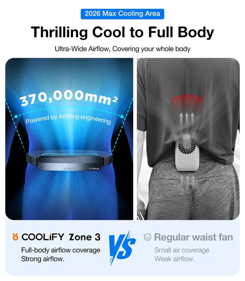 Ultra Light Waist Belt Fan for Full Body Cooling, Hands Free Portable Cooler, COOLiFY Zone 3 in comparison with regular fan