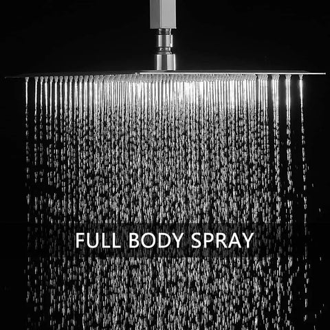 Pro Grade Brushed Nickel Shower System With 12 Inch Rain Shower Head Ceiling Mount full body spray