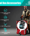 Upgraded Steel Front Caster Wheel Kit For Packout Tool Box With 220 Lbs Capacity Folding Design assembly displayed with toolbox