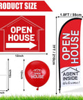 Open House Signs Kit With Flag And Poles 36 Piece Real Estate Yard Sign Set showing dimensions and elements