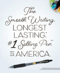 No Mess Smooth Writing Gel Pens Fine Point 0.7mm Black Ink 12 Pack on a white background showcasing smooth writing claims.