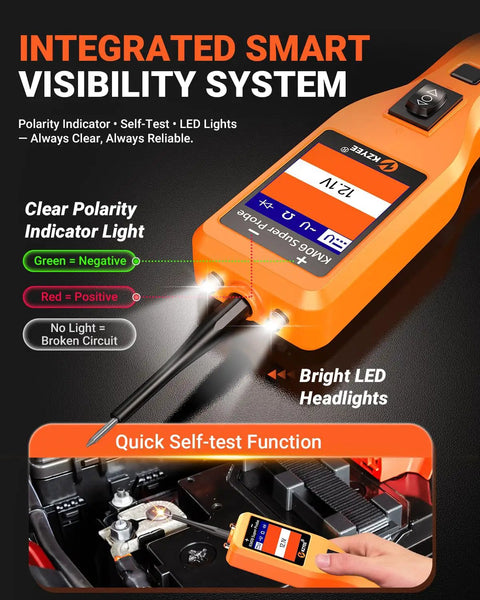 Essential Power Circuit Probe Kit For 8-35V Automotive Systems with integrated smart visibility system and LED lights.