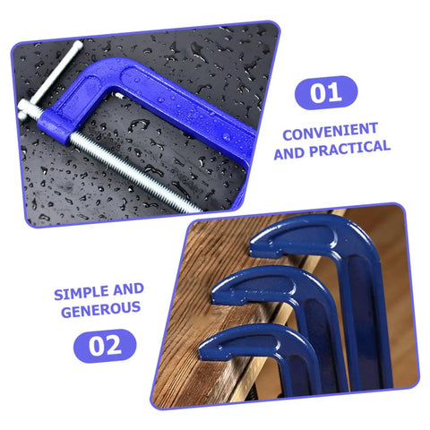 Heavy Duty 4 Inch G Clamp C Clamp With Quick Release for Woodworking, durable metal construction, shown in blue on tabletop.