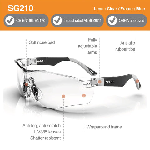 All-Day Comfort Anti-Fog Safety Glasses With 99% UV Blocking, Scratch-Resistant Lenses, Z87.1 Eye Protection, Adjustable Temples