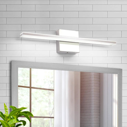 LED Vanity Light Bar 20 Inch Chrome Bathroom Fixtures 12W Over Mirror Lighting With 850 Lumens Cool White 6000K Modern Acrylic Wall
