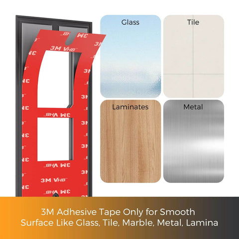 Adhesive Video Doorbell Mount For Video Doorbell Wired 2021 Release shown with 3M tape for glass, tile, laminate, metal surfaces.