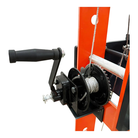 Heavy Duty Industrial Hydraulic Shop Press Delivering 100 Ton Pressing Force And Twin Cylinder Muscle For Quick Gear Bearing Swaps Metal Stamping Jobs Built Like A Boss Workhorse crank handle and pulley system for easy lifting.