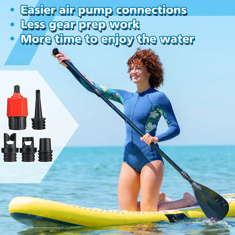 Inflatable Paddle Board Pump Adapter Kit With Boat Standard Valve Converters And Nozzle Set for stand up paddleboard use