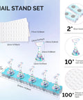 Two Sets Blue Acrylic Nail Stand With Magnetic Display Base For Press Ons Includes 10 Transparent Stands And 100 Transparent Double Sided Tape