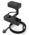Dual Layer Desk Clamp Power Strip With 13 Outlets And 4 USB Ports Including USB C, Under Desk Surge Protector, 10 Ft Cord