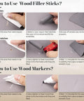 Tutorial on using All In One Wood Filler Sticks Kit With 20 Color Options for DIY wood surface repair and restoration.