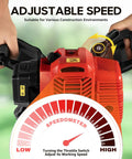 Close-up of 52cc 2 Stroke Garden Trench Digger showing adjustable speed controls and powerhead design.