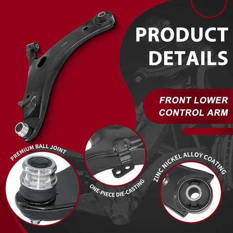 Front Control Arms Kit With Sway Bar Links And Tie Rod Ends Fits Subaru Forester 2009 To 2013 Complete Suspension Upgrade For Your Ride, front lower control arm close-up