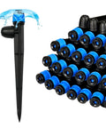 20 Pack Adjustable 360 Degree Drip Irrigation Emitters With 5 Inch Stakes For Quarter Inch Tubing, Vortex Fan Shape Drippers