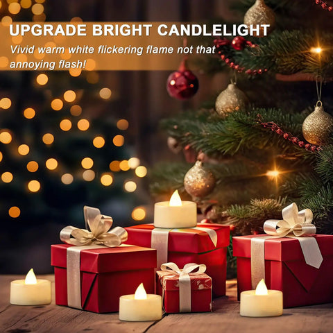 24 Pack Flameless LED Tea Lights Battery Operated Warm White Flickering Mini Candles For Christmas Decor with gifts