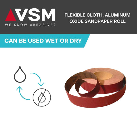 Pro Grade One Inch by Fifty Yard Aluminum Oxide Sanding Shop Roll 150 Grit Fine for wet or dry use, coiled view