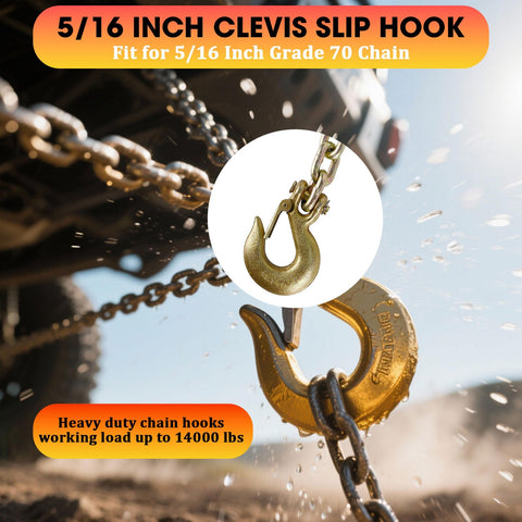 5/16 Inch Clevis Slip Hook With Safety Latch Four Pack securing trailer in desert setting