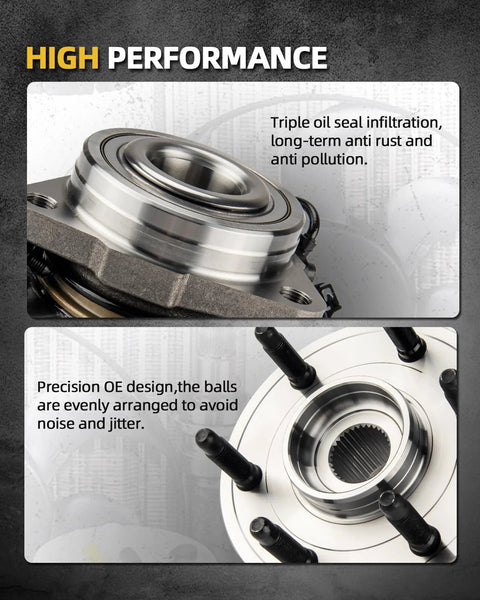 Detailed view of Front Wheel Bearing Hub Assembly 2 Pc Non ABS 5 Lug Direct Fit Replacement For Chrysler 300 2005 2014 Dodge Challenger 2008 2014 Charger 2006 2014 Magnum 2005 2008 showing precision design and durability highlights