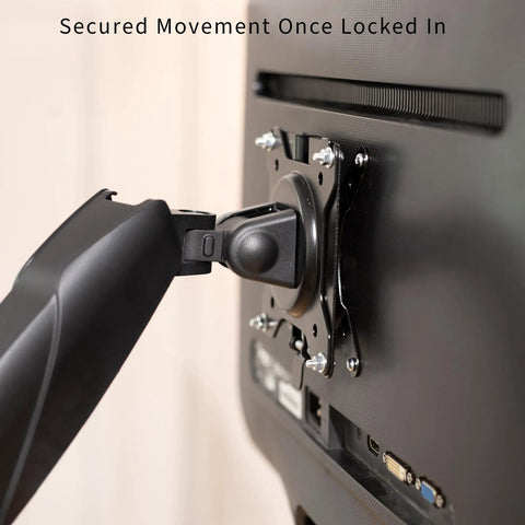 Hassle Free Quick Release VESA Mount Adapter Bracket Kit With Removable Plate For LCD Monitors And TV Screens showing secured connection.