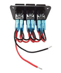Rear view of 12-24V Boat Switch Panel With Illuminated Rocker Switches, showing pre-wired connections and aluminum panel.