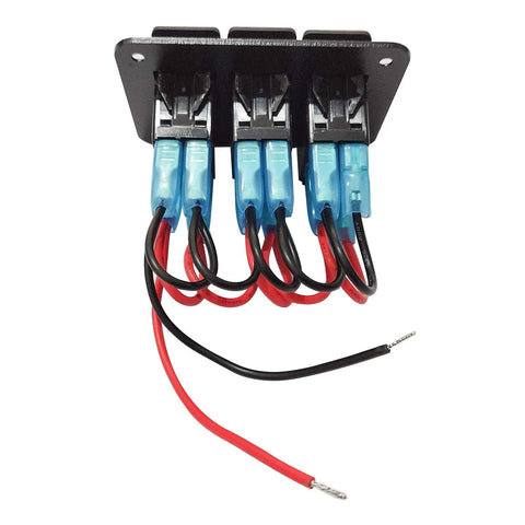 Rear view of 12-24V Boat Switch Panel With Illuminated Rocker Switches, showing pre-wired connections and aluminum panel.