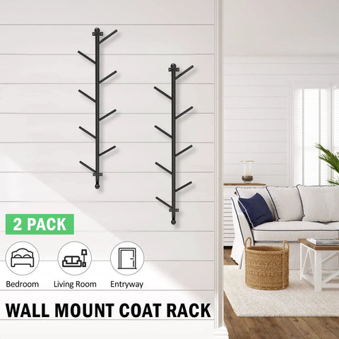 2 Pack Dope Wall Mounted Coat Rack With Rotating Hook Branches displayed in entryway next to a sofa in a living room setting