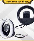 Ring Shaped Headlight With Built In Horn Control For Electric Bicycles, front and back view, plug and play design, Soleil01 compatible
