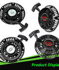 Pull Start Recoil Starter Assembly For Predator 212cc 196cc 6.5HP Engines, four views showing handle and metal cover design