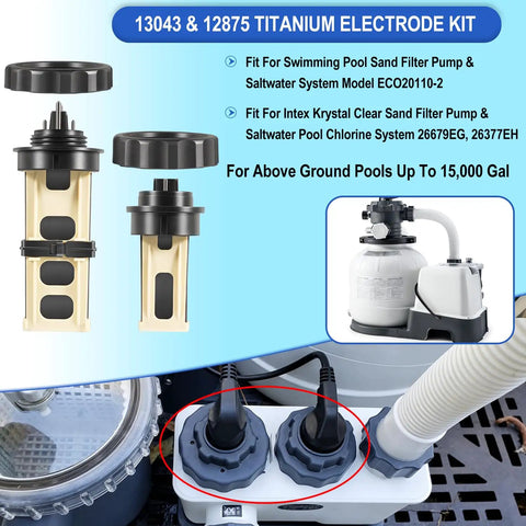 Replacement Titanium Electrode And ECO Electrodes Kit For Saltwater Pool Chlorine Systems with Krystal Clear Sand Pumps