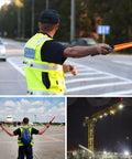4 Pack 11-Inch Traffic Wand LED Flashlight With 7 Red Flash Modes used by parking attendant and air traffic director.