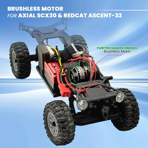 Nano Brushless Motor With 11T Steel Pinion for SCX30 and ASCENT-32 RC car, micro crawler motor installed