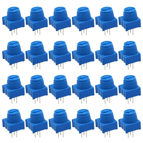 24 Pack 10K Ohm Breadboard Trim Potentiometer Set With Blue Knob Variable Resistors For Precise Adjustment DIY Electronics Prototyping Kit Multi Pack Assortment For Makers