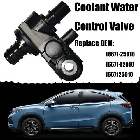 Straight Shooter Coolant Water Control Valve Assembly Compatible With Toyota Camry RAV4 Highlander Sienna And Lexus Engine Cooling System Heavy Duty Direct Fit,  side view showing black plastic construction.