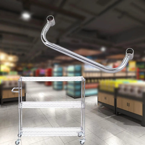 Built Like A Tank Chrome Shelf Handle With Push Bar For Mobile Wire Shelving Racks Featuring An Ergonomic Rock Solid Grip Quick Swap Steel Armrest 45 Cm