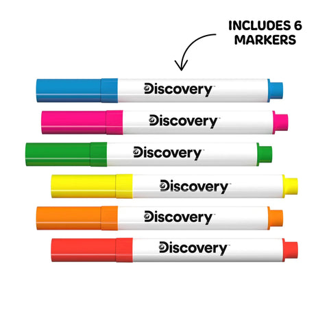 Doodle Projector Art Station For Kids With Reusable Drawing Discs And 6 Dry Erase Markers, six markers shown