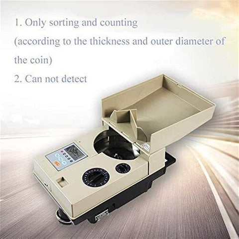 Skip The Heavy Cash Counting Grind With This Smooth Operator Coin Sorter Running High Speed Roller Sorting On Any Mixed Denomination Featuring An Easy Read Digital Display And Ultra Quiet Flow, showing the control panel and open top.