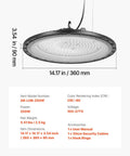 Front view of Six Pack UFO LED High Bay Lights With 36000 Lumens Of Brightness, 250W, 5000K Color Temperature, IP65 Waterproof, Black Finish
