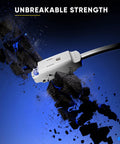 Heavy Duty 15 Ft Ac Extension Cord 14 Gauge Wire With Smooth 360 Rotating Plug For Window Ac Portable Dehumidifier And Fridge Units Indoor Outdoors White Reliable Power close-up, showcasing robust plug in motion.