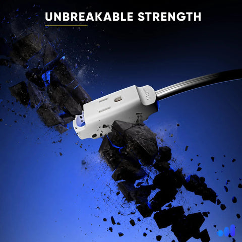 Heavy Duty 15 Ft Ac Extension Cord 14 Gauge Wire With Smooth 360 Rotating Plug For Window Ac Portable Dehumidifier And Fridge Units Indoor Outdoors White Reliable Power close-up, showcasing robust plug in motion.