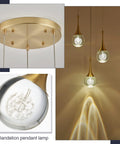 3 Light Gold Pendant Light Fixture With Dimmable LED Teardrop Crystal Cluster For Kitchen Island Dining Room Hallway And Bathroom 15W 3000K Warm White Modern Chic Style High End Look For Any Space, showcasing teardrop lights and gold base.