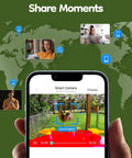 Smartphone screen showing Hummingbird Feeder With Camera For Outdoors Solar Powered 2K Live Video AI Bird ID in use.