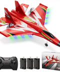 Foam RC Plane For Kids And Adults, Easy To Fly With Gyro Stabilizer, 2.4GHz Remote Control Jet Fighter, 3 batteries