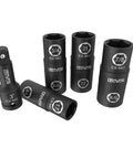Eight Lug Nut Sockets For Half Inch Drive With Flip Eight In Four Design Covers Metric And Inch Nuts From 17mm To 22mm And From Three Quarters To Seven Eighths Inch Includes A Three Inch Extension Bar Cr Mo Steel Full Impact displayed in various sizes.