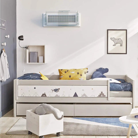 Nursery room with Adjustable Magnetic Air Vent Deflector For Ducts And Registers Stretch 10 To 16 Inches Fits Sidewall Ceiling And AC Vents