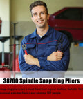 Mechanic holding Beefy 12 Inch Snap Ring Pliers Set For Spindle Installation And Removal Internal And External Circlips