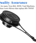Gas Cap Replacement For Briggs And Stratton Lawn Mowers 550E 550EX Series 7 75 8 75 Hp Engines Easy To Install Fits 625E 675EX 725EX And Pro Series Replaces 799684 Direct Fit, shown in black polyamide plastic, side view.