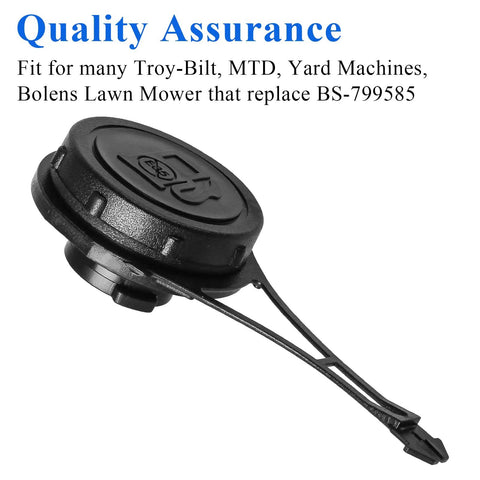 Gas Cap Replacement For Briggs And Stratton Lawn Mowers 550E 550EX Series 7 75 8 75 Hp Engines Easy To Install Fits 625E 675EX 725EX And Pro Series Replaces 799684 Direct Fit, shown in black polyamide plastic, side view.