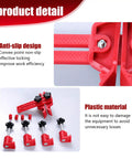 Product detail of Shop Standard 9 Piece Cam Timing Sprocket Locking Tool Kit showing anti-slip design and red plastic material.
